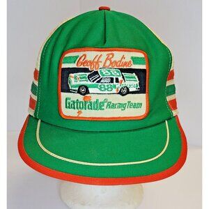 Vintage Gatorade Trucker Patch Hat Snapback 3 Stripe NASCAR Geoff Bodine 80s USA